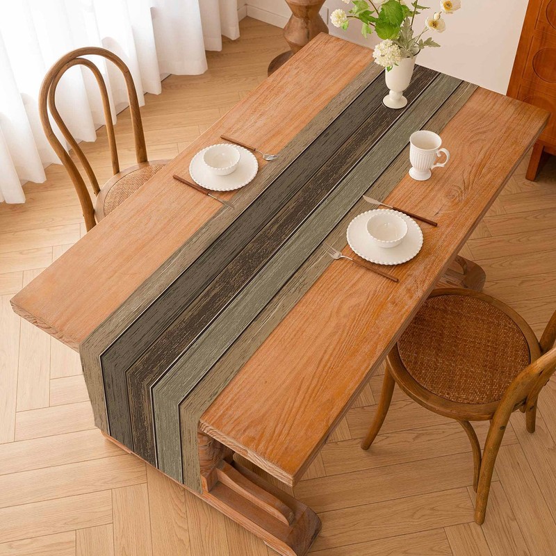 ViaElayu Table Runner Brown 33 x 183 cm Planks Antique