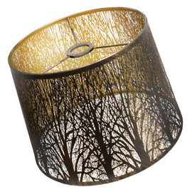 Vintage Drum Metal Lampshade, Forest Tree Pattern, 12W x14D x10H inches, Antique Copper with Gold Interior, lron Cover Lamp Shade for Table Lamps, Floor Lamps, Pendant Light Home Decor Spider Fitter