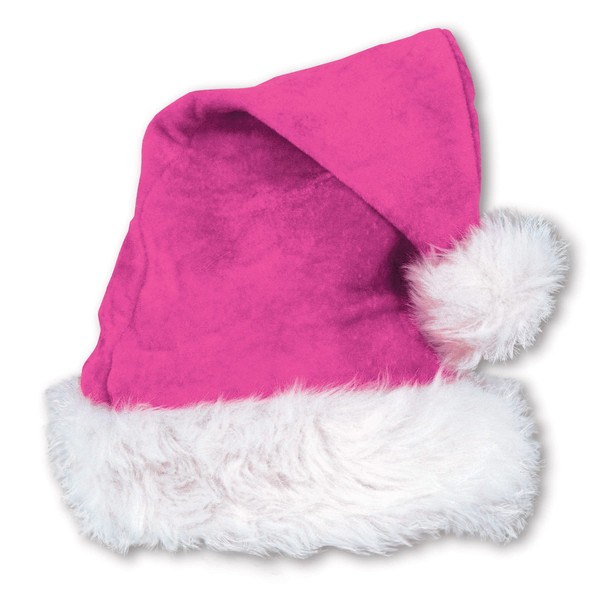 Beistle Cerise Pink Fabric Santa Claus Hat, Christmas Party Supplies