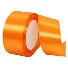 Orange Ribbon 1-1/2 Inch, 25 Yards Solid Satin Fabric Ribbons for Christmas Gift Wrapping, Christmas Garland, Christmas Tree Ornaments, Bows Making, DIY Crafts, Sewing Projects and Wedding Party
