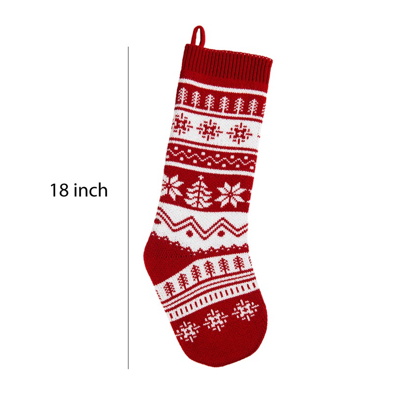 6 Pack 45cm Knit Christmas Stockings, Large Rustic Yarn Xmas