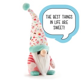 Hug Feel The Love - Cupcake & Candy Gnome - Happy, Plush Gnome Decor, Swedish Gnome Ornament Tomte, Pocket Pal Gnomie Gift Figurine, 9 Inches