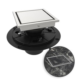 WEBANG 4 Inch Square Shower Drain Brushed Floor Drain with Flange Reversible 2-in-1 Cover Tile Insert Grate Removable SUS304 Stainless Steel CUPC Certified Brushed