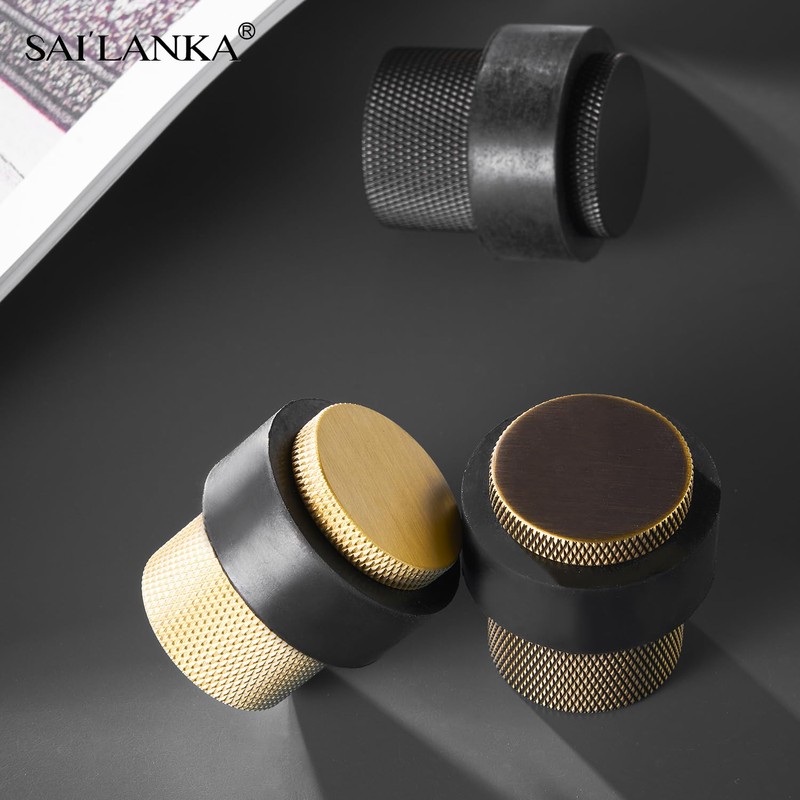 SAILANKA Solid Brass Door Stopper Heavy Duty Cylindrical Floor Mount