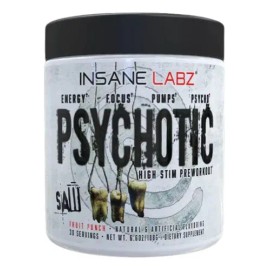 Suplemento En Polvo Insane Labz Cafeína De Psychotic Saw Sabor Ponche De Frutas X 188g                                                                