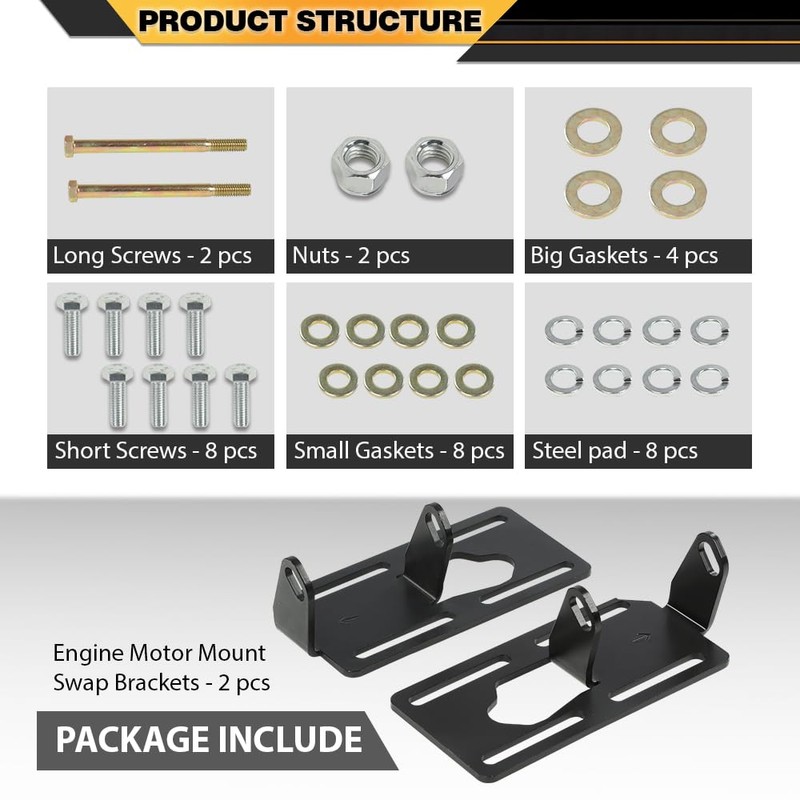 CNNELL Adjustable Conversion Engine Mounts Compatible with All Chevy LS
