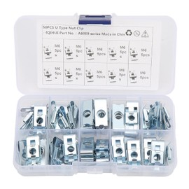 Pack of 50 M6 U-shaped clip nut car U-type clips set mounting element with storage box for attaching the body panel or decorative strip