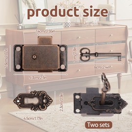 2 Pcs Vintage Cabinet Door Locks Set Classic Retro Design Antique Cabinet Lock with Key Red Patina Cabinet Locks Easy Installation Cabinet Door Lock for Wardrobes Cabinets Drawers Boxes