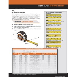 Keson PG18M16 Short Tape Measure with Nylon Coated Steel Blade (Graduations: ft, in, 1/8 & cm, mm), 1-Inch by 16-Foot/5-Meter