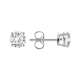 Moissanite Stud Earrings For Women 1.00-6.00 Cttw 18K Yellow Or White Gold Over Silver 4 Prongs (D Color VVS Clarity) Comes With Gift Box, 6.00 Cttw, White Gold, Moissanite