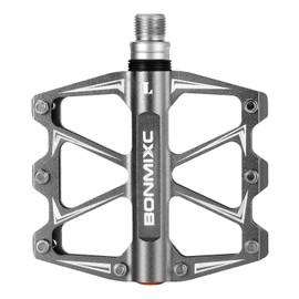 BOINMIXC - Pedales de bicicleta de carretera planos antideslizantes BMX para adultos, aleación de aluminio, rodamientos sellados de rosca 9/16 (titanio)