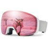 CARFIA Mirrored Ski Goggles Women's Pink Ski Goggles for Girls