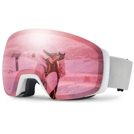 CARFIA Mirrored Ski Goggles Women's Pink Ski Goggles for Girls / Small Faces 100% UV Protection Pink Snowboard Ski Goggles