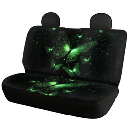 FUIALDOLG 4pcs Car Seat Covers Full Set Universal Fit,Glowing Green Butterfly Washable Vehicle Bucket Seat Cover for SUV Sedan Van Truck