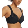 Lemorosy Wide Strap Front Closure Bra Lace Full Figure Underwire(Black