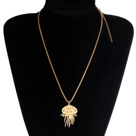 DALANE Stainless Steel Cute Jellyfish Necklace Ocean Animals Pendant 18K Gold-Plated Jewellery Gifts for Women Girls Charms Party Favors, Stainless Steel, No Gemstone