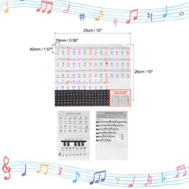 MECCANIXITY Piano Keyboard Stickers for 88/76/61/54/49/37 Keys, Letter Key Label Sticker Piano Notes Guide Removable for Beginners Learning, Multicolor