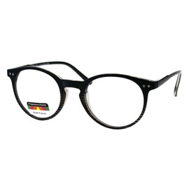 Multi Focus Progressive Reading Glasses 3 Powers in 1 Round Black Clear +1