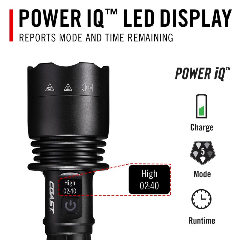 Coast XP40R 8000 Lumen Rechargeable Dual-Power LED Flashlight with POWERiQ™