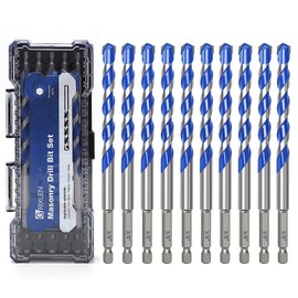 10 Pack 3/8 inch Concrete Drill Bit Set,Masonry Drill Bit Set with Hex Shank,Carbide Tip Drill Bits for Concrete,Brick, Plastic, Cement, Tile and Ceramic (3/8"（10 Pcs）)