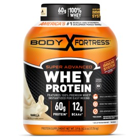 Body Fortress Super Advanced Whey Protein Powder, Vanilla, Immune Support (1), Vitamins C & D Plus Zinc, 3.9 lbs.