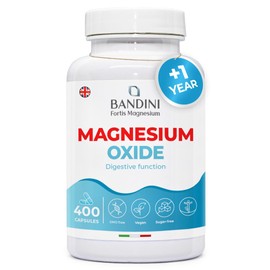 Bandini® Magnesium Oxide 400 Capsules (+1 Year), 664 mg (Including 400 mg Elemental Magnesium) per Capsule, Support for Digestion and Fatigue, High Strength Dietary Supplement, 100% Vegan