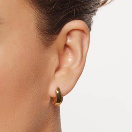 ZOYA JEWELRY DESIGN Gold Plated 925 Sterling Silver Hoop Earrings - Cute Gold Earrings for Women and Girls - Hypoallergenic Trendy TikTok open Hoop Earrings (WE6229)