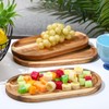 Yaomiao 4 Pcs Acacia Wooden Serving Tray Oval Shaped Rustic