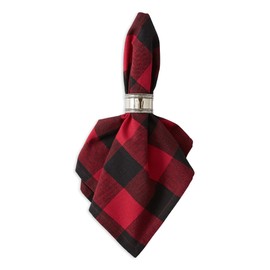 DII 100% Cotton, Oversized Basic Everyday 20x 20 Napkin, Set of 6, Red & Black Buffalo Check
