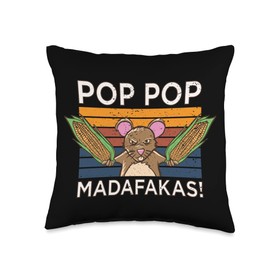 Pop Pop Madafakas Mouse Corn On The Cob Vintage Funny Mouse Throw Pillow