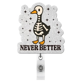 Funny Silly Goose X-ray Badge Reel, Never Better Cute Radiology Tech Retractable Badge Holder Name Tag ID Card Clip for Radiologist Nurse Student, X-ray Tech Gifts