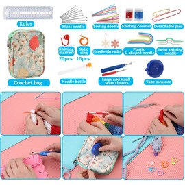 Doxiru 100Pcs Crochet Hook Set,Ergonomic Soft Rubber Comfort Grip Crochet Hooks 2mm-6mm, Crochet Knitting for Beginner Adults,Colorful Case Crochet Kits Accessories Sets and Various Types of Needles