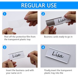 Pack of 12 Magnetic Name Badges Magnetic Aluminium Name Badges Transparent Metal Name Badge with 3 Strong Magnets for ID Card Holder Name Plate Holder Clothing Display Labels (72 x 32 mm)