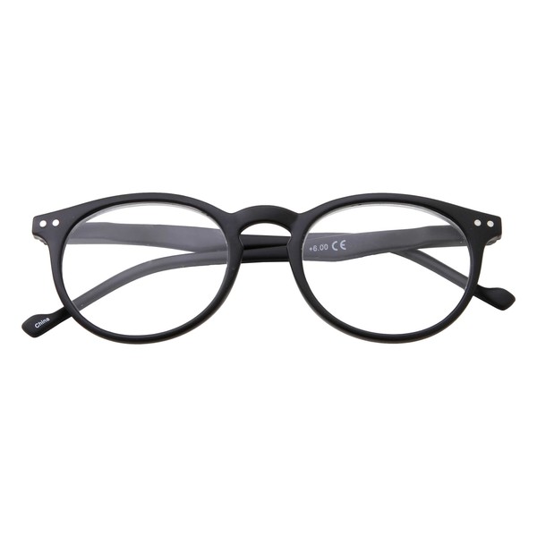 Wise Eyewear High Magnification Power Strong Reading Glasses Readers +4.00 to +6.00 (Black, 4.50)