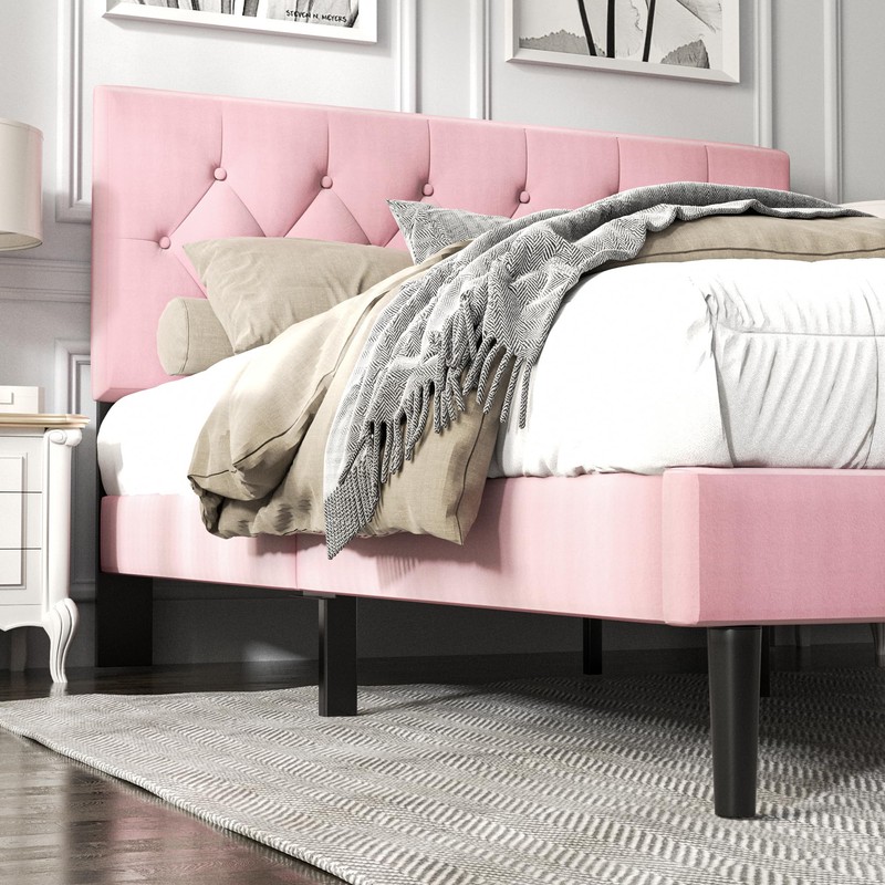 HAOARA Queen Size Platform Bed Frame with Upholstered Button Tufted