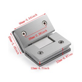 Ranbo Heavy Duty 135 Degree Shower Glass Door Hinge, Solid 5mm 304 Stainless Steel, Glass-to-Glass Mount,for 5/16"-1/2" (8mm-12mm) Frameless Doors, One-Piece Precision Cast, Brushed Nickel, 1 PC