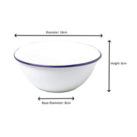 Dunlevy Enamel Mixing Bowl Enamel Bowl Plate Mixing Bowl Serving Bowl BlueRim (Mixing Bowl - 18cm)