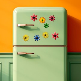 TIN DREAMS FACTORY Hand Painted Fridge Magnets, Magnetic Chalkboard Magnets, Decorative Metal Magnets and Decorations with Unique Flower Design for Home or Office, Funny Magnets