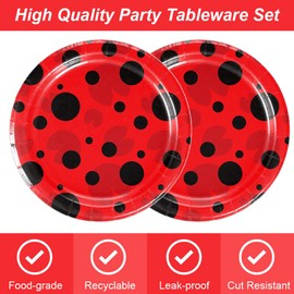 SKEPPY 40pcs ladybug Party Decoration Plates and Napkins Set Decorations for 20 Guests, Kids Birthday Tableware set, Disposable ladybug Party Decor