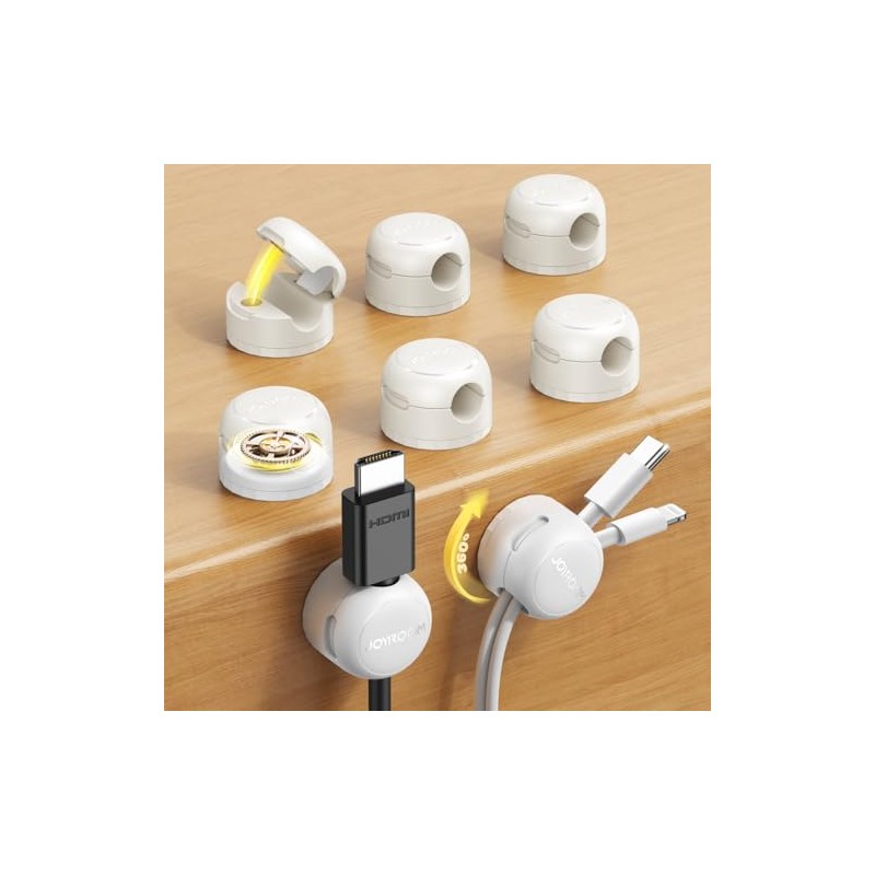 8-Pack JOYROOM Magnetic Cable Clips Organizer with 360° Rotation