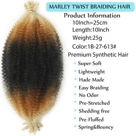 8 Packs Springy Afro Twist Hair Pink Marley Twist Braiding Hair 10 Inch Kinky Twist Hair Short Marley Hair Wrapping Hair for Soft Locs Passion Hair Extensions