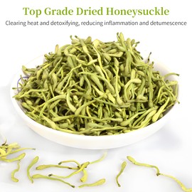 Hee Creek Premium Dried Honeysuckle Tea Jin Yin Hua 2.82oz/80g Honeysuckle Flowers Buds Wild Lonicera Japonica Chinese Traditional Loose Herbal Tea - Caffeine Free - Refreshing & Clean Taste 金银花 金银花茶