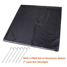 KampFit - Lona impermeable para tienda de campaña con 6 estacas ultraligeras, color negro