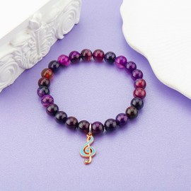 MollyQueen Music Bracelet Music Lovers Gifts for Music Teacher Student Musicians Jewelry Inspirational Gift (Purple Music Bracelet)