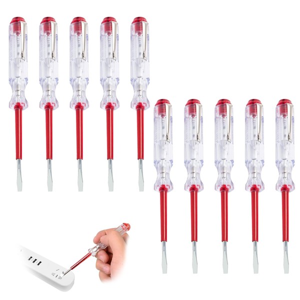 Pack of 10 Power Tester Screwdriver, Voltage Tester Screwdriver, Phase