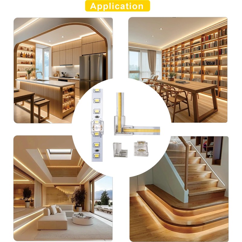 SWOTU 24Pcs 2Pin 8mm Straight & L Shape Led Strip