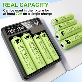 JJPOBYL AAA Rechargeable Batteries 650mAh NIMH Precharged Triple A Battery 1.2V for Solar Lights, Outdoor Garden Lights, Landscaping String Lights, Up to 48 Hours Lightening - Pack of 4