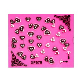 Generic Heart Rose Love Stars Valentine's Day Rhinestone Art Nail Sticker 579 Nail Wraps Art Stickers Manicure Supplies for Women for Home Nails Full Long Lasting Easy Apply and Remove