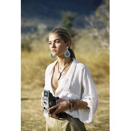 GLBCC Turquoise Earrings for Women Boho Statement Turquoise Heart Teardrop Dangle Earrings Western Country Leaf Earrings Vintage Native American Summer Beach Earrings Jewelry Accessories