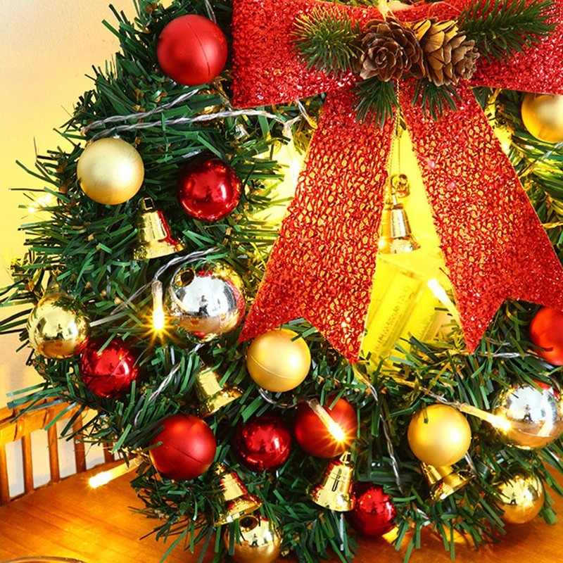 Xmas Wreath with 20 LED Lights and Bells Christmas Garland